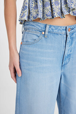 Wide Leg Fit Yüksek Bel Geniş Paça Mavi Jean Kot Pantolon - Promises Kept-W2HD205280F09 (görsel 3)